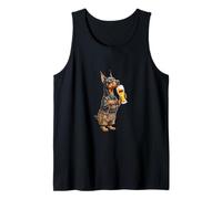 Dulce Divertido Perro Dobermann Bebiendo Cerveza Bandera de Alemania Camiseta sin Mangas