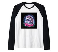 Dulce erizo con hermosas flores Camiseta Manga Raglan
