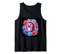 Dulce erizo con hermosas flores Camiseta sin Mangas