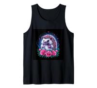 Dulce erizo con hermosas flores Camiseta sin Mangas