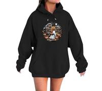 Dulce genérico para mujer con capucha de halloween para mujer, informal, estampado de manga larga, corte holgado, cuello redondo, cómodo, moderno, otoño e invierno, Le Noir, L