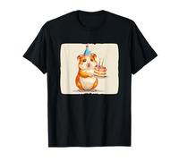 Dulce hámster con pastel de cumpleaños para un ambiente alegre de fiesta Camiseta