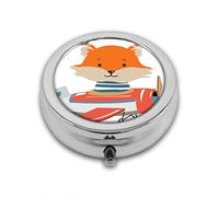 Dulce imagen infantil de feliz adorable animal de dibujos animados personalizado redondo SilverBox bolsillo 2.1 pulgadas - 3 compartimentosBox/Pastillero bolsillo