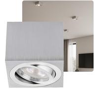 Dulce Led, Foco empotrable plano de 50mm giratorio cuadrado incl. Módulo LED 5W, Lámpara de techo de aluminio, Foco de superficie, Spot de montaje (Aluminio cepillado - Blanco cálido)