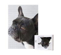 Dulce mascota lindo cachorro bulldog francés negro 300 piezas rompecabezas de madera para diversión familiar para adultos