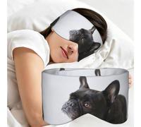 Dulce mascota, lindo cachorro de bulldog francés negro, Antifaz para dormir, ideal para el hogar, viajes y trabajo por turnos. Cubre completamente los ojos y bloquea la luz.