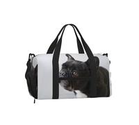 Dulce Mascota, Lindo Cachorro de Bulldog francés Negro,Bolso Deportivo Bandolera de Mano, Bolsa de Deporte, Bolsa de Viaje de Gran Capacidad para Mujeres y Hombres.
