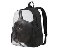 Dulce mascota, lindo cachorro de bulldog francés negro,Mochila con bolsillos, mochila informal para el día a día, resistente al agua, ideal para la escuela, viajes