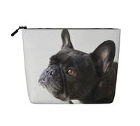 Dulce Mascota, Lindo Cachorro de Bulldog francés Negro,Neceser de Maquillaje de imitación Lino, Neceser de Viaje portátil