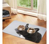 Dulce Mascota, Lindo Cachorro de Bulldog francés Negro,Tapete para Comida de Mascotas, manteles Individuales de Cuero sintético para Gatos y Perros,40x60cm