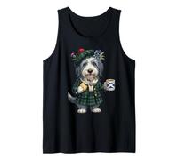 Dulce Mujer Bearded Collie Lady Perro Café Inglaterra Bandera Camiseta sin Mangas