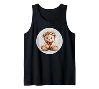 Dulce oso de peluche vestido con flores para niños y niñas Camiseta sin Mangas