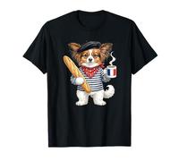 Dulce Papillon-Enano Español Perro Café Francia Bandera Camiseta