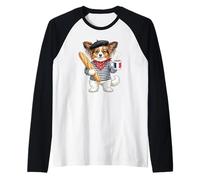 Dulce Papillon-Enano Español Perro Café Francia Bandera Camiseta Manga Raglan