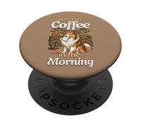 Dulce Perro Cachorro Collie y Taza de café por la mañana PopSockets PopGrip Adhesivo