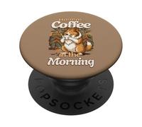 Dulce Perro Cachorro Collie y Taza de café por la mañana PopSockets PopGrip Adhesivo