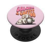 Dulce Perro Cachorro Saluki y una Taza de café por la mañana PopSockets PopGrip Adhesivo
