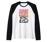 Dulce Perro Husky Siberiano y Taza de café por la mañana Camiseta Manga Raglan