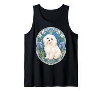 Dulce Perro Maltés Blanco Art Nouveau Floral Camiseta sin Mangas