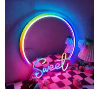 Dulce RGB Espejo de señal de neón Decoración del hogar Iluminación de arte de pared para la boda Dormitorio Sala de estar Vestidor Decoraciones de fiesta Alimentado por USB