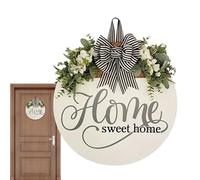 Dulce signo de casa Puerta frontal - placa de bienvenida rústica, decoración de entrada | de adorno colgante de madera, acento de vegetación para entrada de porche encimera encimera de