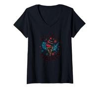 Dulce Tierra De La Libertad Camiseta Cuello V, Mujer, Negro, XXL