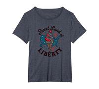 Dulce Tierra De La Libertad Camiseta, Mujer Tallas Grandes, Azul Jaspeado, 6XL Grande