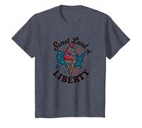 Dulce Tierra De La Libertad Camiseta, Niños, Azul Jaspeado, 3 años