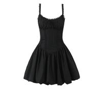 Dulce Verano Ballet SLE Fibone Strap Dr Falda De Cintura Alta for Mujer Ort A-Line Casual Cómodo(Black,L)