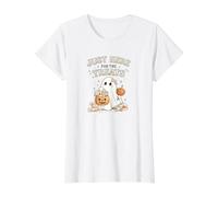 Dulces Caramelos de Calabaza de Halloween con Forma de Fantasma de Just Here for The Treats Camiseta gráfica económica, Mujer, Blanco, XL