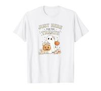 Dulces Caramelos de Calabaza de Halloween con Forma de Fantasma de Just Here for The Treats Camiseta gráfica económica, Hombre, Blanco, M
