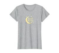 Dulces sueños Luna Estrellas Camiseta, Mujer, Gris Jaspeado, XS