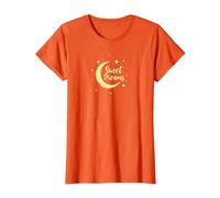 Dulces sueños Luna Estrellas Camiseta, Mujer, Naranja, XS