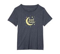 Dulces sueños Luna Estrellas Camiseta, Mujer tallas grandes, Azul Jaspeado, 1XL Grande