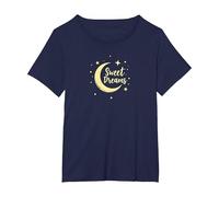Dulces sueños Luna Estrellas Camiseta, Mujer tallas grandes, Azul Marino, 1XL Grande