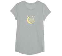Dulces sueños Luna Estrellas Camiseta, Niñas, Gris Jaspeado, XS