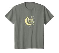 Dulces sueños Luna Estrellas Camiseta, Niños, Verde militar jaspeado, 8 años