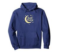 Dulces sueños Luna Estrellas Sudadera con Capucha, Unisex para Adultos, Azul Marino, L