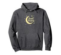 Dulces sueños Luna Estrellas Sudadera con Capucha, Unisex para Adultos, Jaspeado Oscuro, S