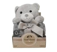 Dulces Sueños: Set de regalo de ositos con manta, color crema.