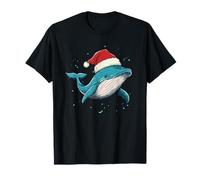 Dulces Vibraciones navideñas con un Sombrero de Ballena y Papá Noel para Navidad Camiseta