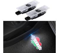 Duleutgnu 2 piezas de iluminación para puertas de coche, logo de bienvenida, sombra fantasma, definición, decoración automotriz, luces de entrada para puertas de coche 3D, emblema, lámpara LED (rojo