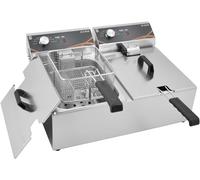 DULNICE 2x6L Freidora Industrial 2x3000W Freidora Doble Eléctrica de Acero Inoxidable con Termostato 60-200 °C Para Restaurantes Aros de Cebolla Pollo Fritas