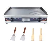 DULNICE Plancha Electrica Profesional de Acero Inoxidable 73 x 40 cm,2200W*2 Plancha Cocina Electrica de acero inoxidable, Temperatura Ajustable 50-300 °C Fácil para Barbacoa Restaurante