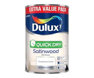 Dulux Madera satinada de secado rápido al por menor - Blanco brillante puro - 1,25 L