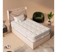 DUlVBPE Colchón de 7 zonas de muelles ensacados de 90 x 200 cm H3, colchón híbrido de espuma fría de 25 cm, elasticidad ergonómica y transpirable, certificado Öko-Tex, colchón para dormir individual