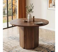 DUlVBPE Mesa de comedor redonda de 120 x 120 cm, adecuada para 4-6 personas, diseño clásico, estilo minimalista escandinavo, alta calidad, duradera y resistente a los arañazos, color nogal (sin silla)