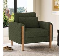 DUlVBPE Silla moderna con reposabrazos con cojín grueso, cómodo sillón individual con acolchado suave, sillón relax para salón, oficina o dormitorio, cómodo sillón, verde.