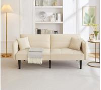 DUlVBPE Sofá cama ajustable 2 en 1 - 2 plazas con funda de terciopelo, reposabrazos plegables y función de sueño, ideal para espacios pequeños