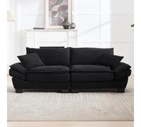 DUlVBPE UN moderno, sofá doble simple con una cama de plumas, que es una almohada es acogedora, Pero espacioso y espacioso en la sala de estar/dormitorio/oficina, Negro